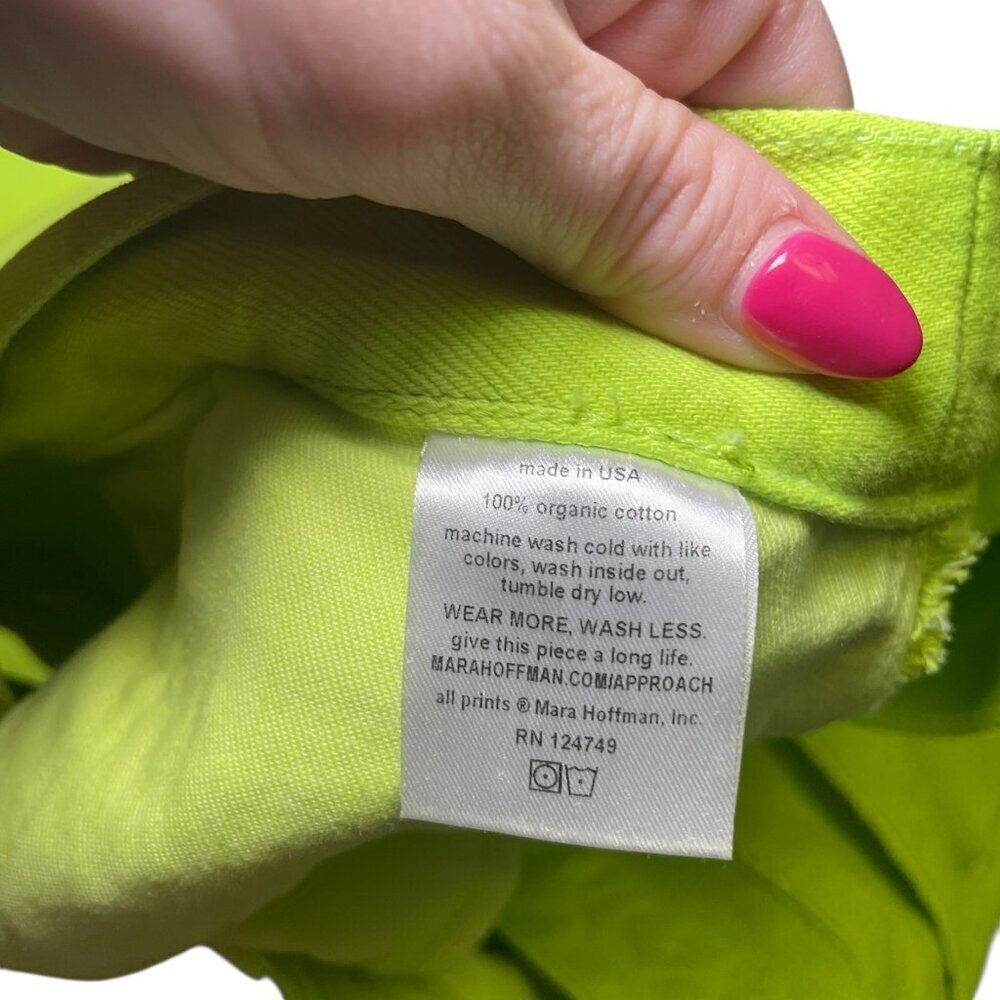 Mara Hoffman Georgina Denim Pants Lime Green Organic Cotton Size 8 NWT - Picture 5 of 6
